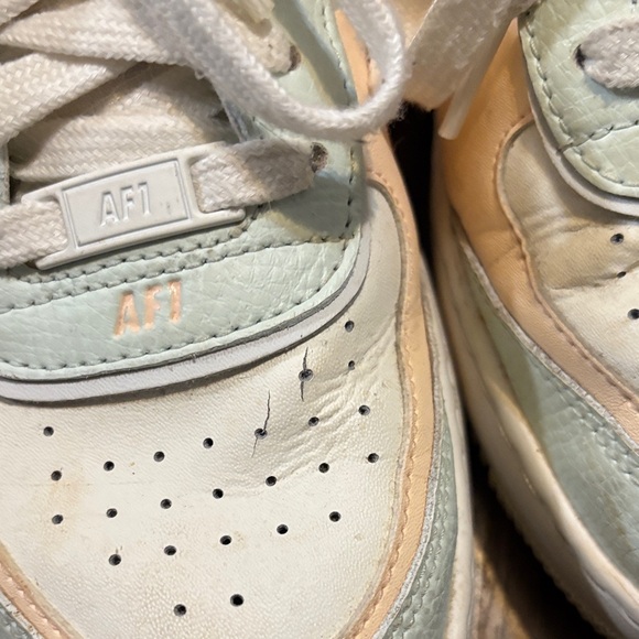Nike Air Force 1 Low in White, Light Blue, and Peach - Picture 3 of 5
